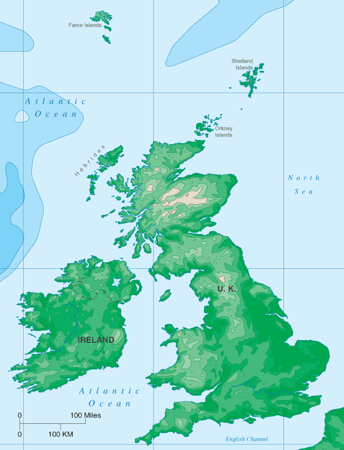 Topographical Map of UK - Topo Map of United Kingdom