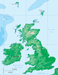 Topographical map of United Kingdom