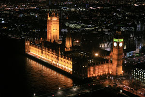 night view of Parliament House, London, England